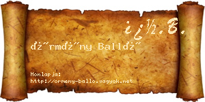 Örmény Balló névjegykártya